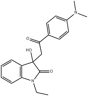 3-{2-[4-(dimethylamino)phenyl]-2-oxoethyl}-1-ethyl-3-hydroxy-1,3-dihydro-2H-indol-2-one Struktur