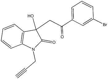 3-[2-(3-bromophenyl)-2-oxoethyl]-3-hydroxy-1-(2-propynyl)-1,3-dihydro-2H-indol-2-one Struktur