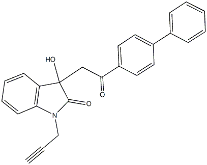 3-(2-[1,1'-biphenyl]-4-yl-2-oxoethyl)-3-hydroxy-1-(2-propynyl)-1,3-dihydro-2H-indol-2-one Struktur