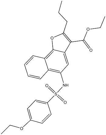 ethyl 5-{[(4-ethoxyphenyl)sulfonyl]amino}-2-propylnaphtho[1,2-b]furan-3-carboxylate Struktur