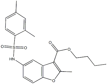 butyl 5-{[(2,4-dimethylphenyl)sulfonyl]amino}-2-methyl-1-benzofuran-3-carboxylate Struktur