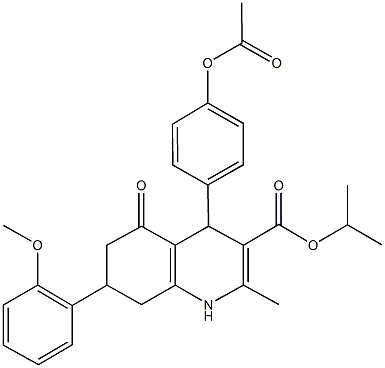 isopropyl 4-[4-(acetyloxy)phenyl]-7-(2-methoxyphenyl)-2-methyl-5-oxo-1,4,5,6,7,8-hexahydro-3-quinolinecarboxylate Struktur