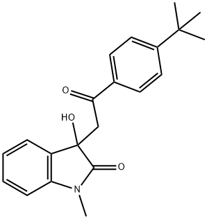 3-[2-(4-tert-butylphenyl)-2-oxoethyl]-3-hydroxy-1-methyl-1,3-dihydro-2H-indol-2-one Struktur