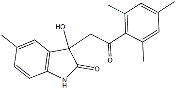 3-hydroxy-3-(2-mesityl-2-oxoethyl)-5-methyl-1,3-dihydro-2H-indol-2-one Struktur