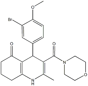 4-(3-bromo-4-methoxyphenyl)-2-methyl-3-(4-morpholinylcarbonyl)-4,6,7,8-tetrahydro-5(1H)-quinolinone Struktur