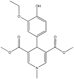 dimethyl 4-(3-ethoxy-4-hydroxyphenyl)-1-methyl-1,4-dihydro-3,5-pyridinedicarboxylate Struktur