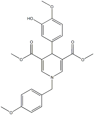 dimethyl 4-(3-hydroxy-4-methoxyphenyl)-1-(4-methoxybenzyl)-1,4-dihydro-3,5-pyridinedicarboxylate Struktur