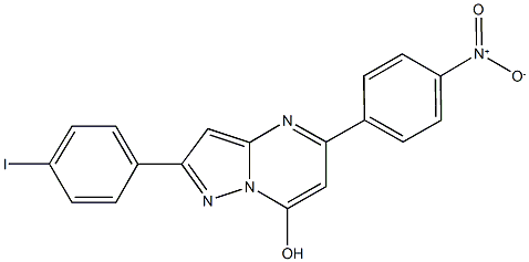 5-{4-nitrophenyl}-2-(4-iodophenyl)pyrazolo[1,5-a]pyrimidin-7-ol Struktur