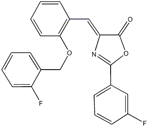 4-{2-[(2-fluorobenzyl)oxy]benzylidene}-2-(3-fluorophenyl)-1,3-oxazol-5(4H)-one Struktur