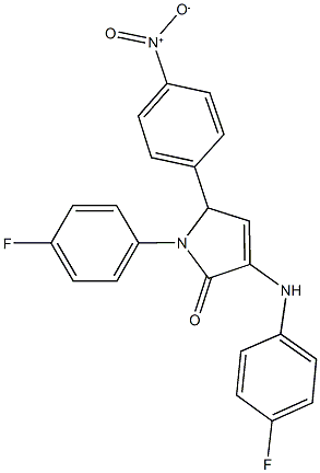 1-(4-fluorophenyl)-3-[(4-fluorophenyl)amino]-5-{4-nitrophenyl}-1,5-dihydro-2H-pyrrol-2-one Struktur