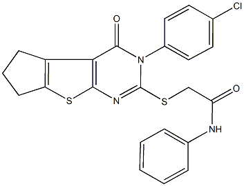 2-{[3-(4-chlorophenyl)-4-oxo-3,5,6,7-tetrahydro-4H-cyclopenta[4,5]thieno[2,3-d]pyrimidin-2-yl]sulfanyl}-N-phenylacetamide Struktur