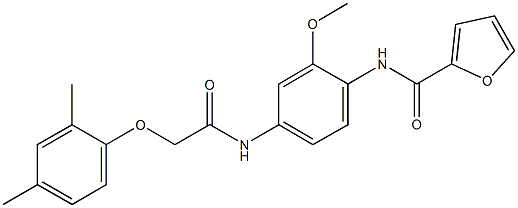 N-(4-{[(2,4-dimethylphenoxy)acetyl]amino}-2-methoxyphenyl)-2-furamide Struktur