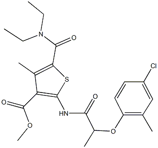 methyl 2-{[2-(4-chloro-2-methylphenoxy)propanoyl]amino}-5-[(diethylamino)carbonyl]-4-methyl-3-thiophenecarboxylate Struktur