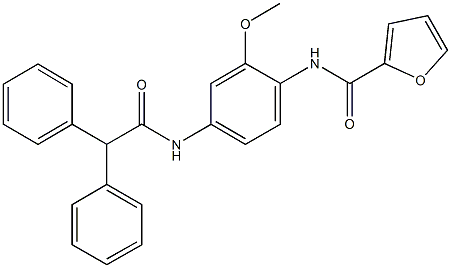 N-{4-[(diphenylacetyl)amino]-2-methoxyphenyl}-2-furamide Struktur