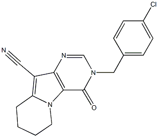 3-(4-Chlorobenzyl)-7-cyano-5,6-tetramethylene-3,4-dihydropyrrolo[3,2-d]pyrimidin-4-one Struktur