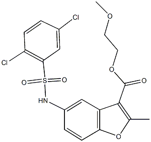 2-methoxyethyl 5-{[(2,5-dichlorophenyl)sulfonyl]amino}-2-methyl-1-benzofuran-3-carboxylate Struktur