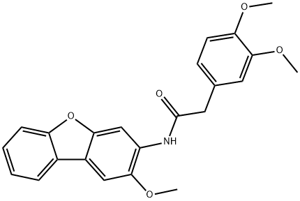 2-(3,4-dimethoxyphenyl)-N-(2-methoxydibenzo[b,d]furan-3-yl)acetamide Struktur