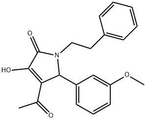 4-acetyl-3-hydroxy-5-(3-methoxyphenyl)-1-(2-phenylethyl)-1,5-dihydro-2H-pyrrol-2-one Struktur