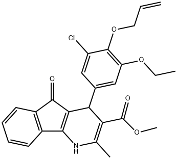 methyl 4-[4-(allyloxy)-3-chloro-5-ethoxyphenyl]-2-methyl-5-oxo-4,5-dihydro-1H-indeno[1,2-b]pyridine-3-carboxylate Struktur