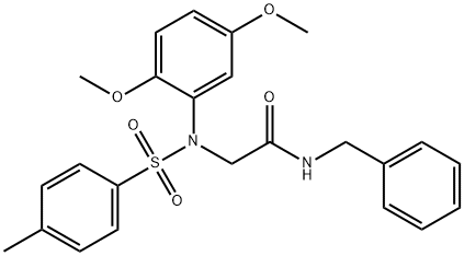 N-benzyl-2-{2,5-dimethoxy[(4-methylphenyl)sulfonyl]anilino}acetamide Struktur