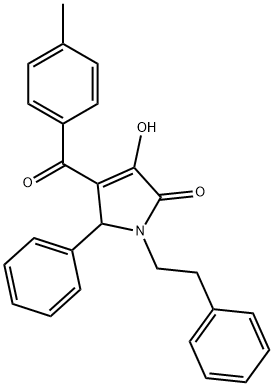 3-hydroxy-4-(4-methylbenzoyl)-5-phenyl-1-(2-phenylethyl)-1,5-dihydro-2H-pyrrol-2-one Struktur