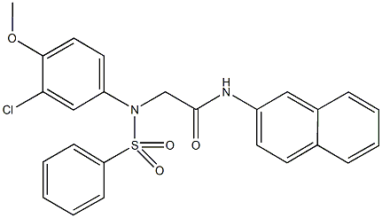 2-[3-chloro-4-methoxy(phenylsulfonyl)anilino]-N-(2-naphthyl)acetamide Struktur