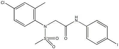 2-[4-chloro-2-methyl(methylsulfonyl)anilino]-N-(4-iodophenyl)acetamide Struktur