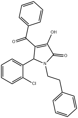 4-benzoyl-5-(2-chlorophenyl)-3-hydroxy-1-(2-phenylethyl)-1,5-dihydro-2H-pyrrol-2-one Struktur