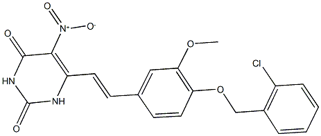 6-(2-{4-[(2-chlorobenzyl)oxy]-3-methoxyphenyl}vinyl)-5-nitro-2,4(1H,3H)-pyrimidinedione Struktur