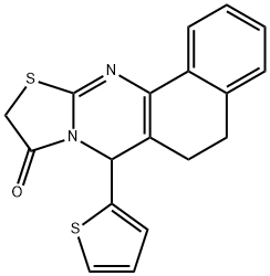 7-(2-thienyl)-5,7-dihydro-6H-benzo[h][1,3]thiazolo[2,3-b]quinazolin-9(10H)-one Struktur