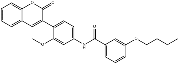 3-butoxy-N-[3-methoxy-4-(2-oxo-2H-chromen-3-yl)phenyl]benzamide Struktur