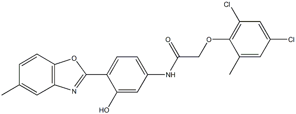 2-(2,4-dichloro-6-methylphenoxy)-N-[3-hydroxy-4-(5-methyl-1,3-benzoxazol-2-yl)phenyl]acetamide Struktur