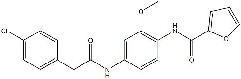 N-(4-{[(4-chlorophenyl)acetyl]amino}-2-methoxyphenyl)-2-furamide Struktur