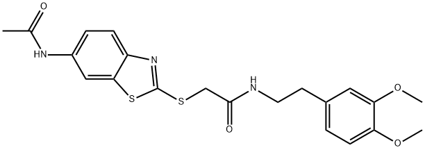 2-{[6-(acetylamino)-1,3-benzothiazol-2-yl]sulfanyl}-N-[2-(3,4-dimethoxyphenyl)ethyl]acetamide Struktur