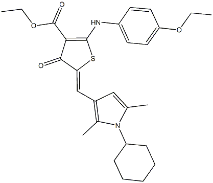 ethyl 5-[(1-cyclohexyl-2,5-dimethyl-1H-pyrrol-3-yl)methylene]-2-(4-ethoxyanilino)-4-oxo-4,5-dihydro-3-thiophenecarboxylate Struktur