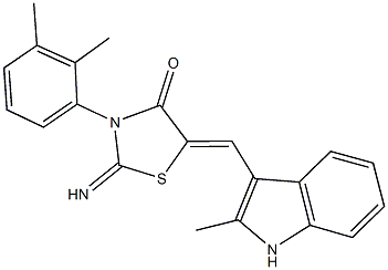 3-(2,3-dimethylphenyl)-2-imino-5-[(2-methyl-1H-indol-3-yl)methylene]-1,3-thiazolidin-4-one Struktur