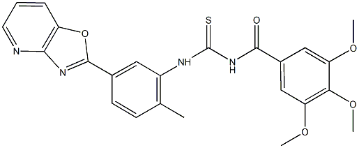 N-(2-methyl-5-[1,3]oxazolo[4,5-b]pyridin-2-ylphenyl)-N'-(3,4,5-trimethoxybenzoyl)thiourea Struktur