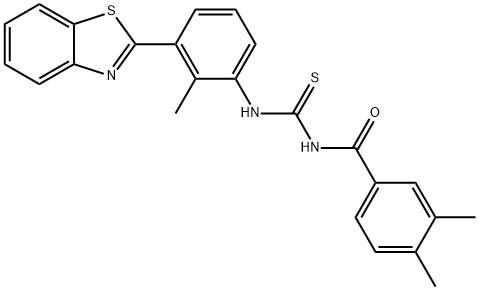 N-[3-(1,3-benzothiazol-2-yl)-2-methylphenyl]-N'-(3,4-dimethylbenzoyl)thiourea Struktur