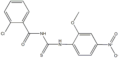 N-[(2-chlorophenyl)carbonyl]-N'-[4-nitro-2-(methyloxy)phenyl]thiourea Struktur