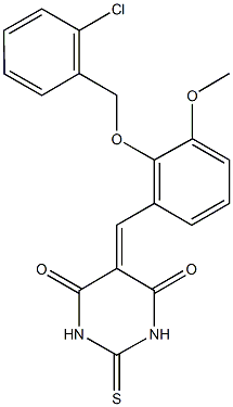 5-{2-[(2-chlorobenzyl)oxy]-3-methoxybenzylidene}-2-thioxodihydropyrimidine-4,6(1H,5H)-dione Struktur