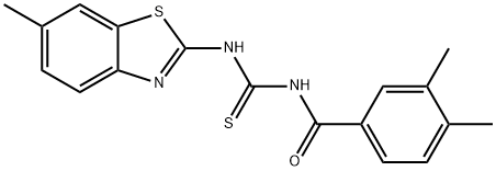 N-(3,4-dimethylbenzoyl)-N'-(6-methyl-1,3-benzothiazol-2-yl)thiourea Struktur