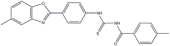 N-[4-(5-methyl-1,3-benzoxazol-2-yl)phenyl]-N'-(4-methylbenzoyl)thiourea Struktur