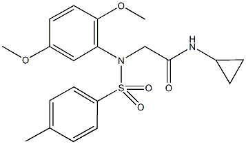 N-cyclopropyl-2-{2,5-dimethoxy[(4-methylphenyl)sulfonyl]anilino}acetamide Struktur