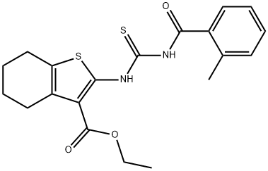 ethyl 2-({[(2-methylbenzoyl)amino]carbothioyl}amino)-4,5,6,7-tetrahydro-1-benzothiophene-3-carboxylate Struktur