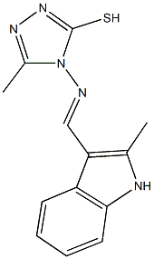 5-methyl-4-{[(2-methyl-1H-indol-3-yl)methylene]amino}-4H-1,2,4-triazole-3-thiol Struktur