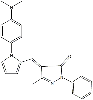 4-({1-[4-(dimethylamino)phenyl]-1H-pyrrol-2-yl}methylene)-5-methyl-2-phenyl-2,4-dihydro-3H-pyrazol-3-one Struktur