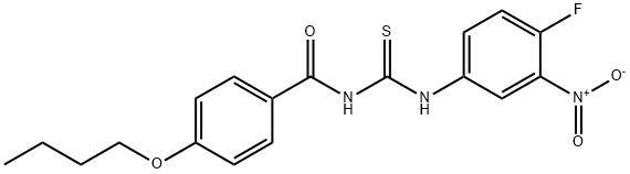 N-(4-butoxybenzoyl)-N'-{4-fluoro-3-nitrophenyl}thiourea Struktur