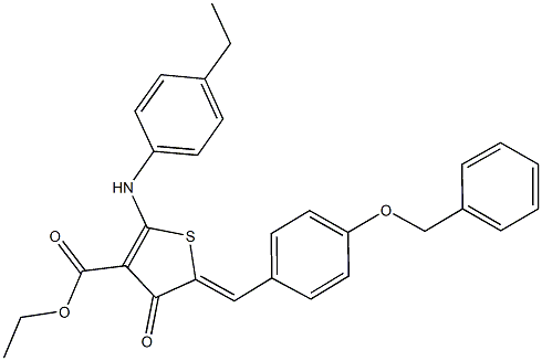 ethyl 5-[4-(benzyloxy)benzylidene]-2-(4-ethylanilino)-4-oxo-4,5-dihydro-3-thiophenecarboxylate Struktur