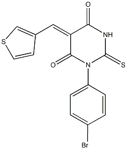 1-(4-bromophenyl)-5-(3-thienylmethylene)-2-thioxodihydro-4,6(1H,5H)-pyrimidinedione Struktur