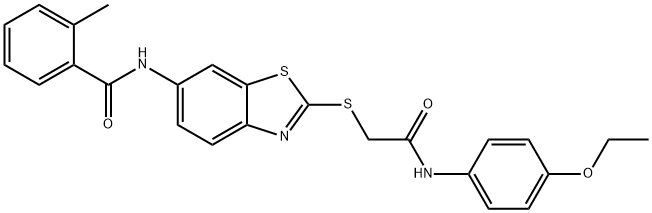 N-(2-{[2-(4-ethoxyanilino)-2-oxoethyl]sulfanyl}-1,3-benzothiazol-6-yl)-2-methylbenzamide Struktur